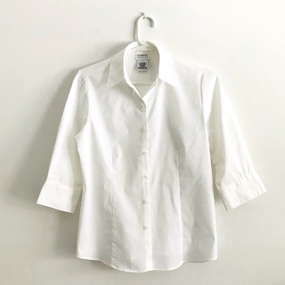 George Tops - George Stretch White 3/4 Sleeve Cotton Blouse NWOT
